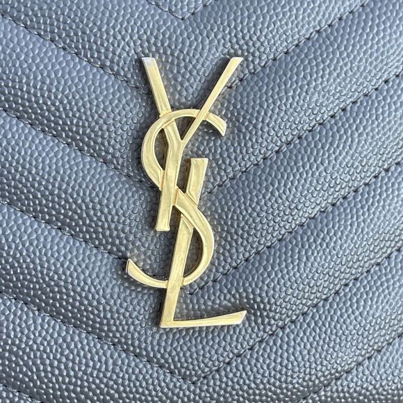 Saint Laurent YSL Cassandra Compact Wallet Grey Gold - Picture 8 of 14